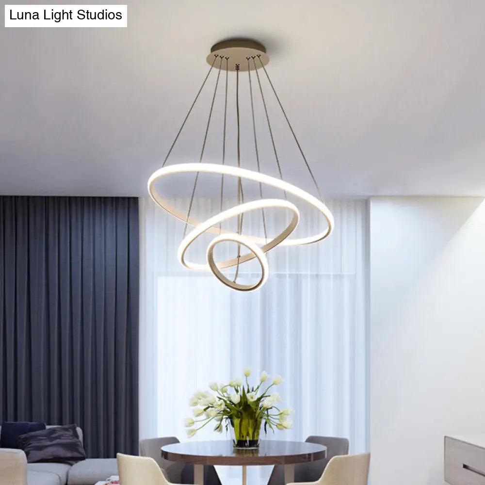 Minimalist Acrylic Living Room Led Pendant Chandelier - 3/4-Tier White/Coffee