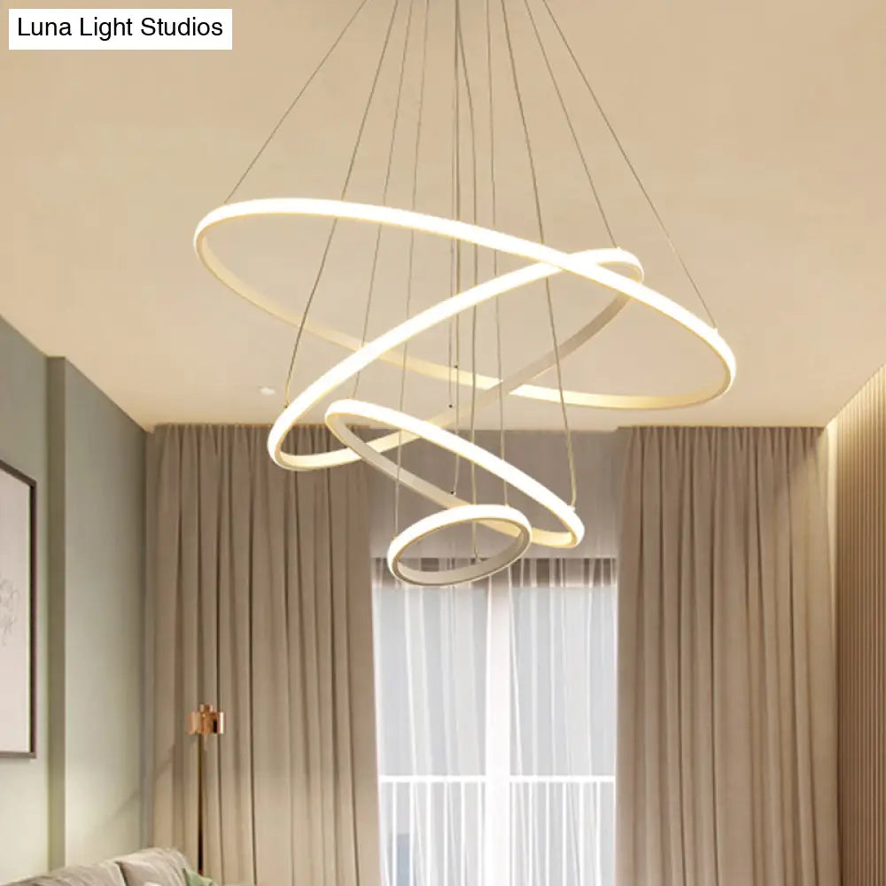 Minimalist Acrylic Living Room Led Pendant Chandelier - 3/4-Tier White/Coffee