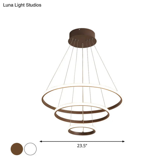 Minimalist Acrylic Living Room Led Pendant Chandelier - 3/4-Tier White/Coffee