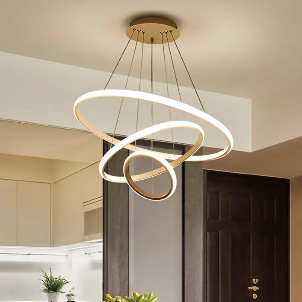 Minimalist Acrylic Living Room Led Pendant Chandelier - 3/4-Tier White/Coffee White / 3 Tiers