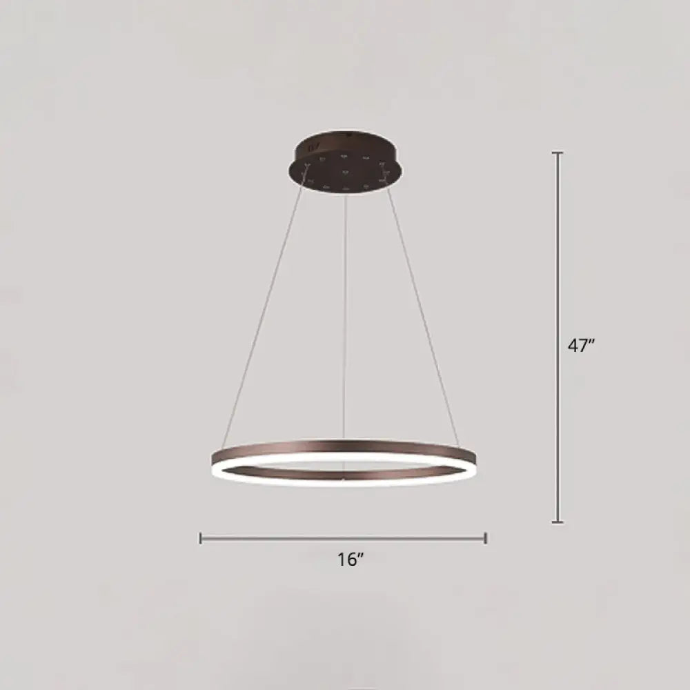 Minimalist Acrylic Loop Chandelier Led Suspension Light - Elegant Coffee Finish / 1 Tier 16’