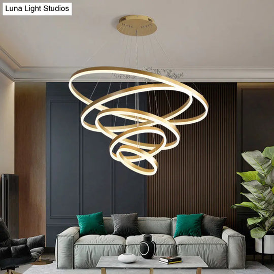 Elegant Loop Shaped Acrylic Chandelier With Led Coffee Suspension Light Fixture