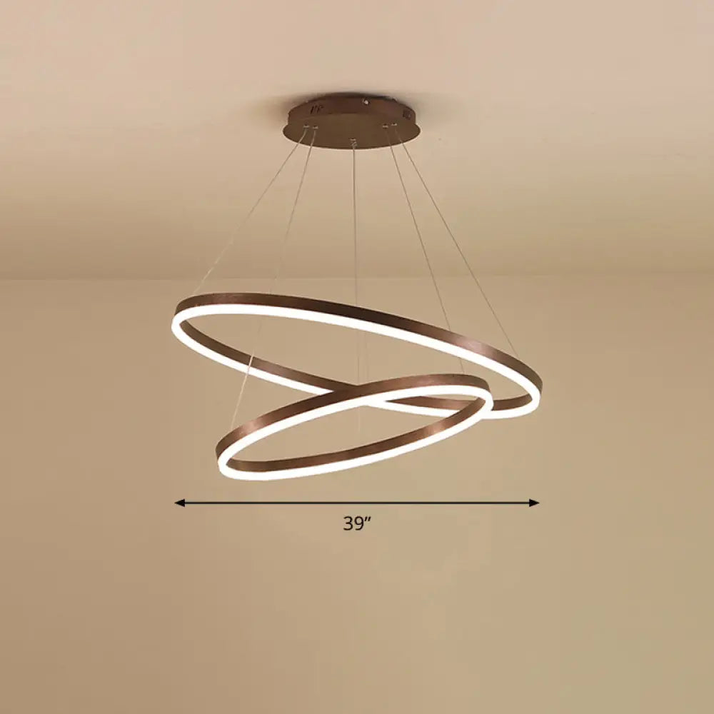 Minimalist Acrylic Loop Chandelier Led Suspension Light - Elegant Coffee Finish / 2 Tiers 39’