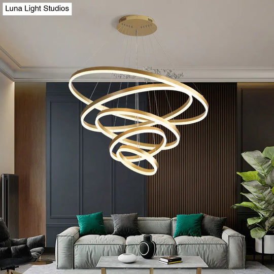 Minimalist Acrylic Loop Chandelier Led Suspension Light - Elegant Coffee Finish