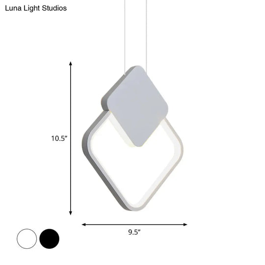 Minimalist Acrylic Hanging Ceiling Light: Oval Round Square Pendant Lighting In Black/White For