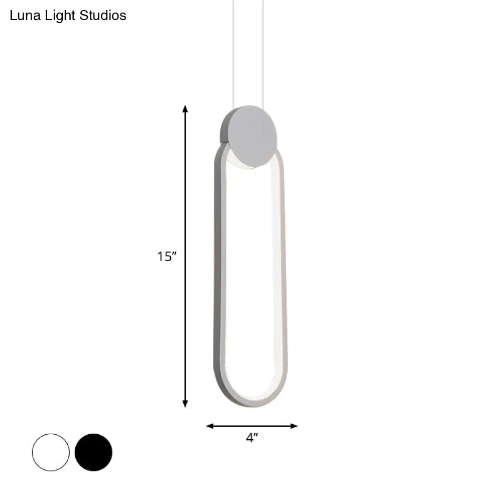 Minimalist Acrylic Pendant Light: Oval/Round/Square Shape Led Black/White