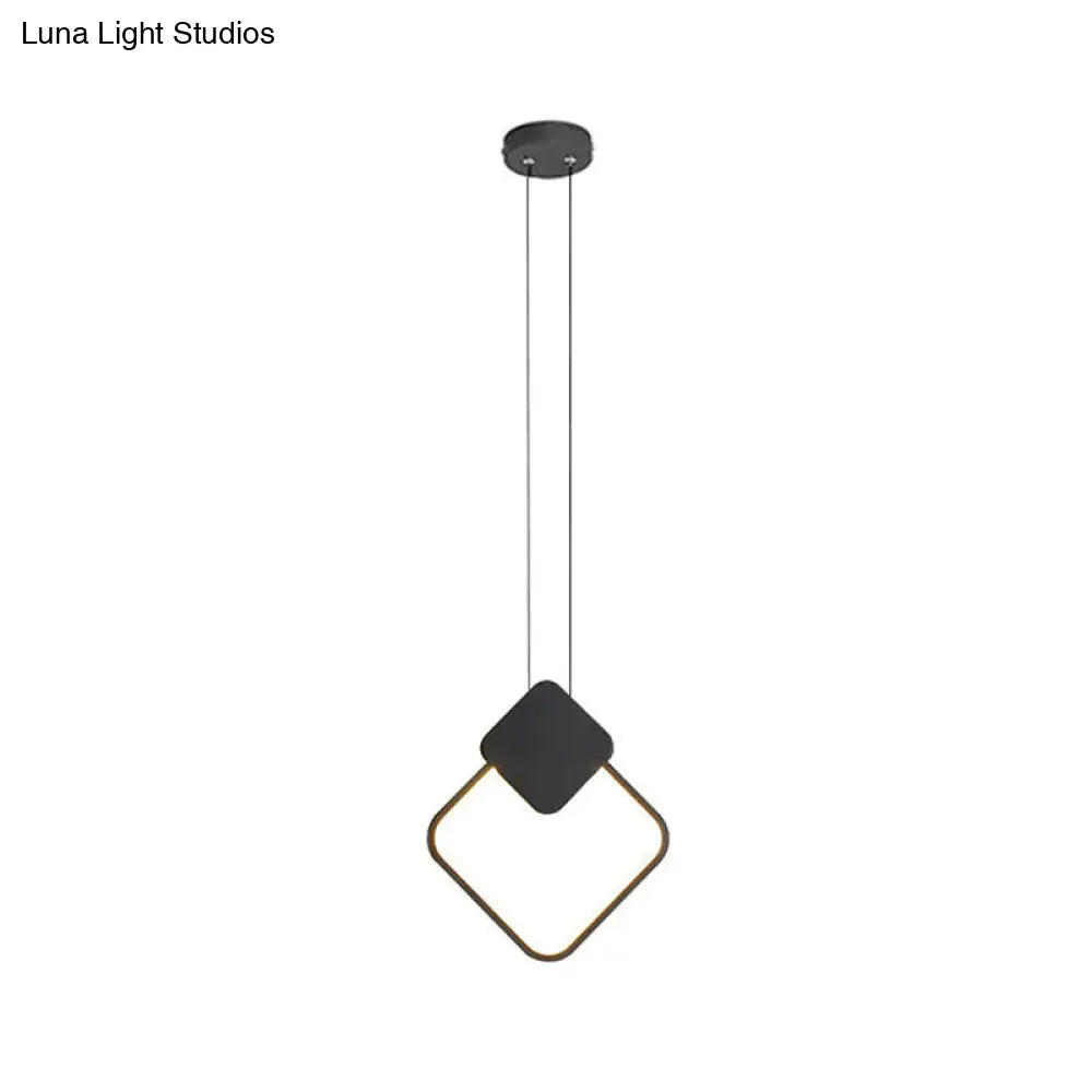 Minimalist Acrylic Hanging Ceiling Light: Oval Round Square Pendant Lighting In Black/White For