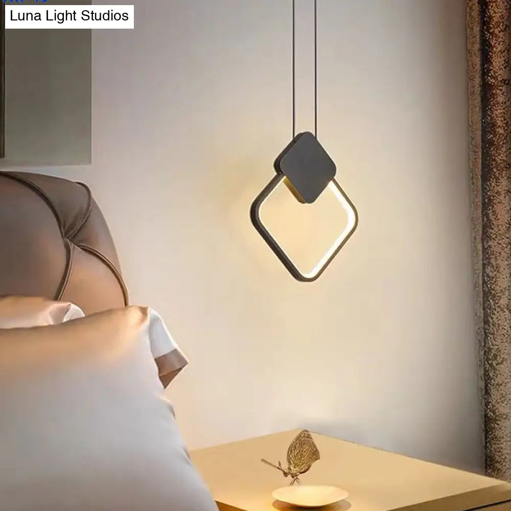 Minimalist Acrylic Pendant Light: Oval/Round/Square Shape Led Black/White