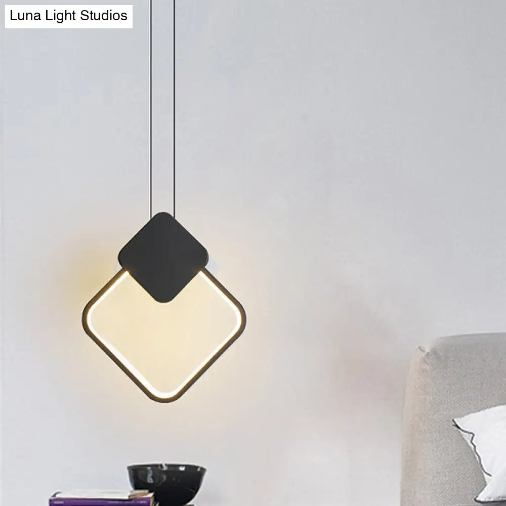 Minimalist Acrylic Hanging Ceiling Light: Oval Round Square Pendant Lighting In Black/White For