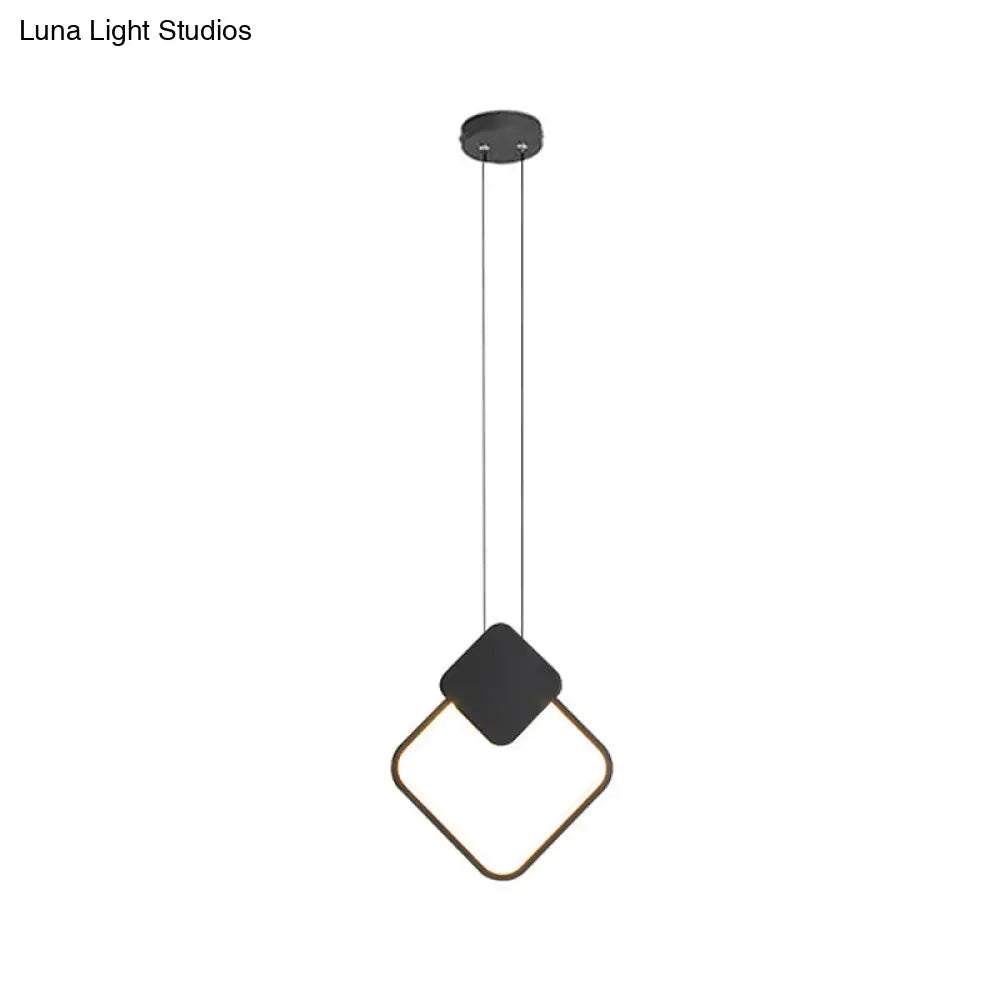 Minimalist Acrylic Pendant Light: Oval/Round/Square Shape Led Black/White