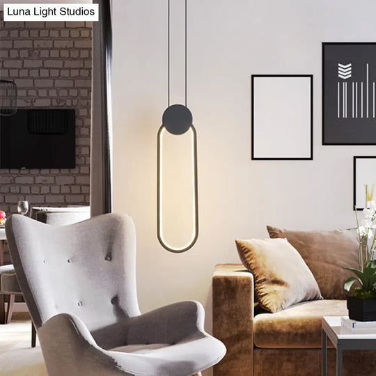 Minimalist Acrylic Pendant Light: Oval/Round/Square Shape Led Black/White