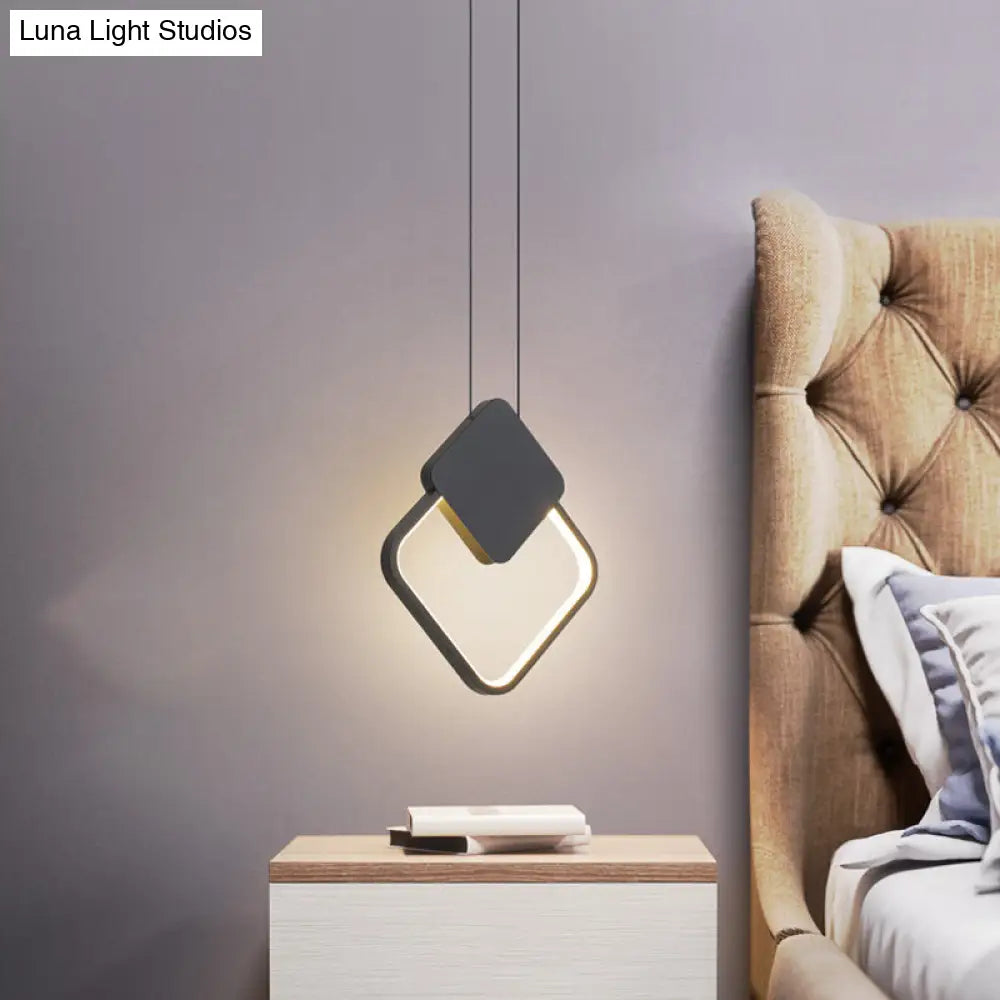 Minimalist Acrylic Hanging Ceiling Light: Oval Round Square Pendant Lighting In Black/White For