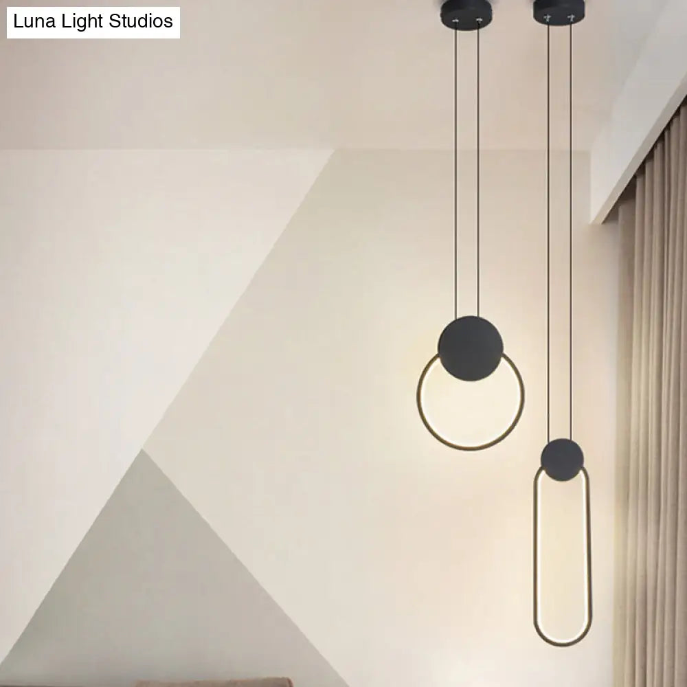 Minimalist Acrylic Pendant Light: Oval/Round/Square Shape Led Black/White