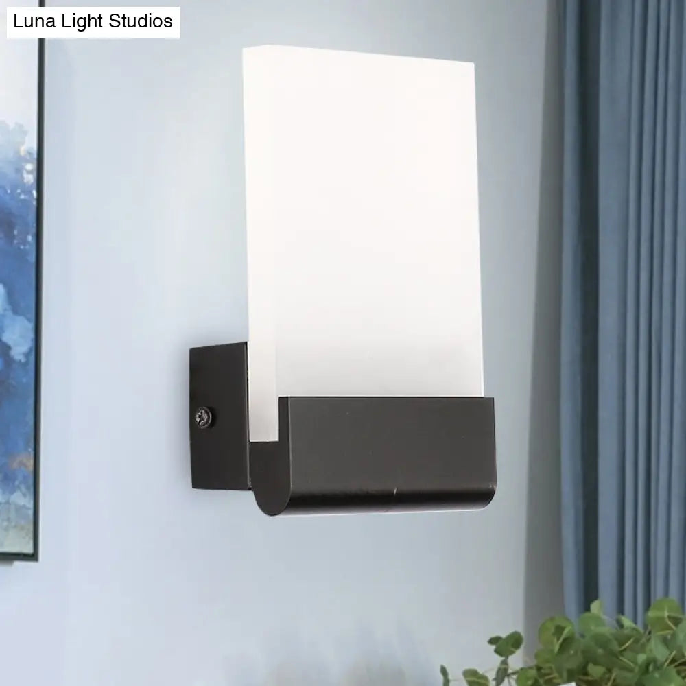 Minimalist Acrylic Rectangle Wall Mount Led Sconce Lamp - Bedside Light With Warm/White Glow