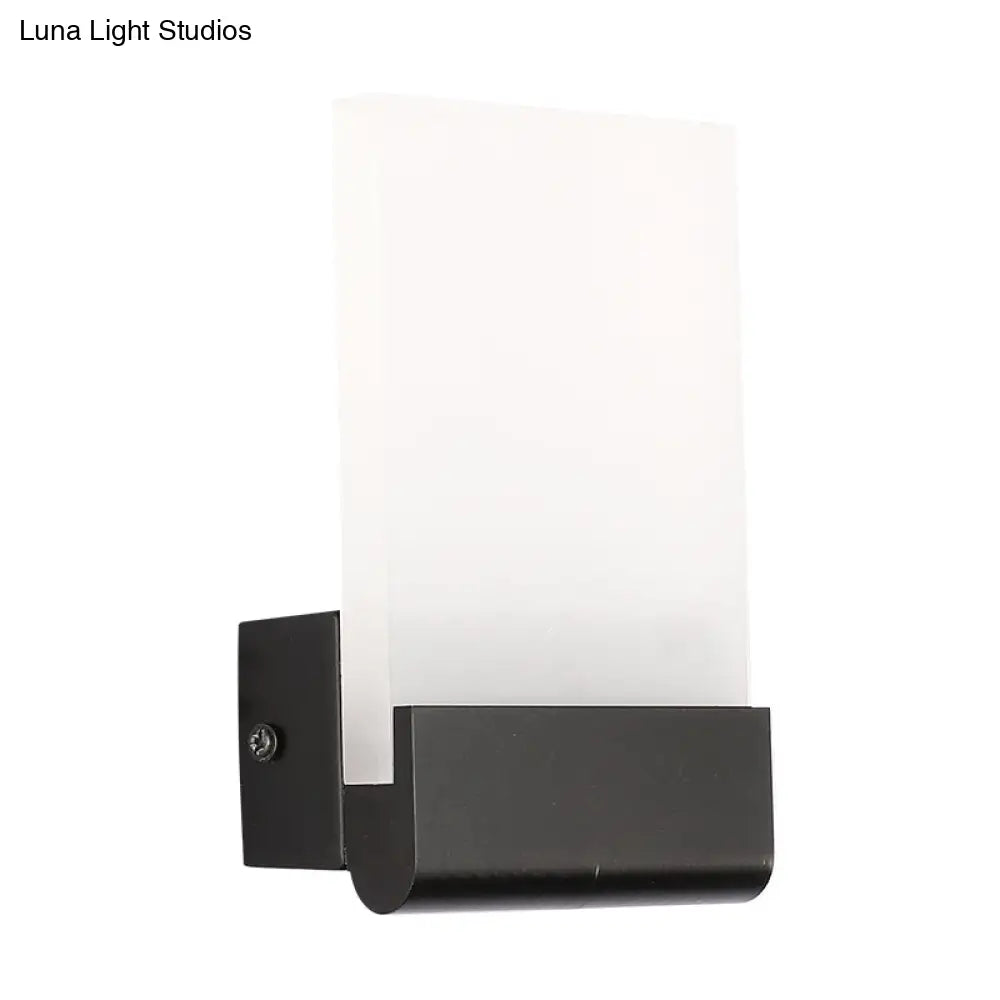 Minimalist Acrylic Rectangle Wall Mount Led Sconce Lamp - Bedside Light With Warm/White Glow