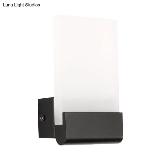 Minimalist Acrylic Rectangle Wall Mount Led Sconce Lamp - Bedside Light With Warm/White Glow