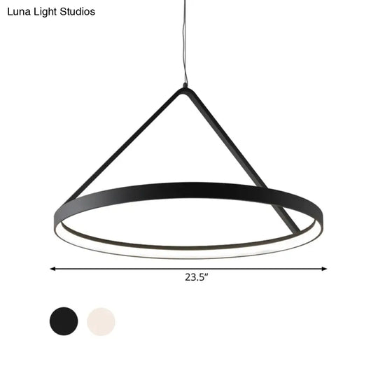 Minimalist Acrylic Round Pendant Light Led Ceiling Lighting Fixture (16’/19.5’/23.5’) Black/White