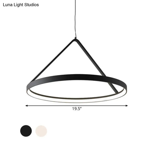 Minimalist Round Acrylic Pendant Light With Led - 3 Sizes And Black/White Color Options