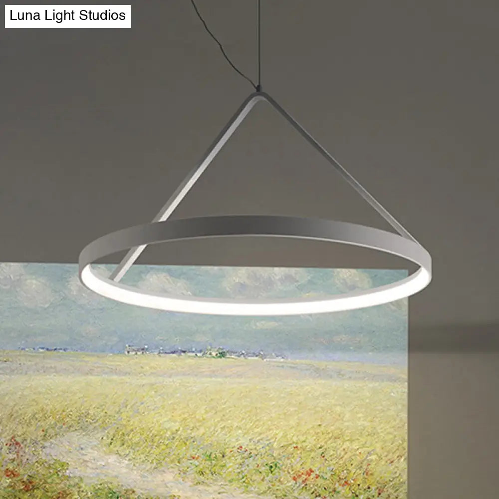 Minimalist Round Acrylic Pendant Light With Led - 3 Sizes And Black/White Color Options White / 16