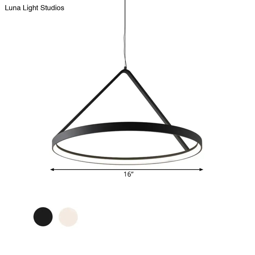 Minimalist Round Acrylic Pendant Light With Led - 3 Sizes And Black/White Color Options