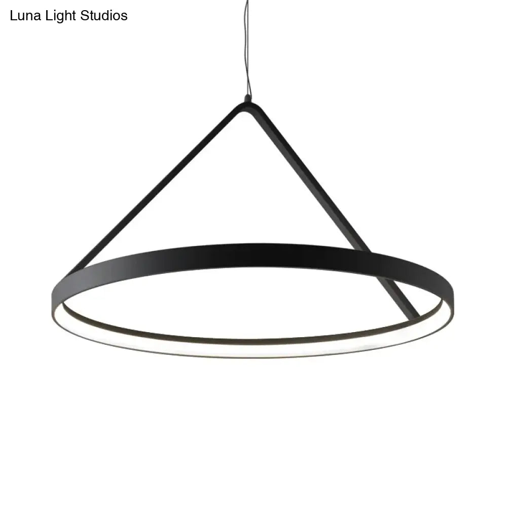 Minimalist Acrylic Round Pendant Light Led Ceiling Lighting Fixture (16’/19.5’/23.5’) Black/White