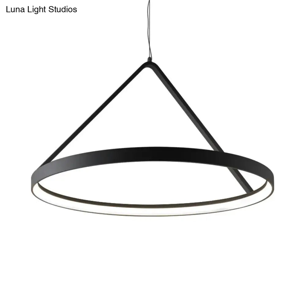 Minimalist Round Acrylic Pendant Light With Led - 3 Sizes And Black/White Color Options