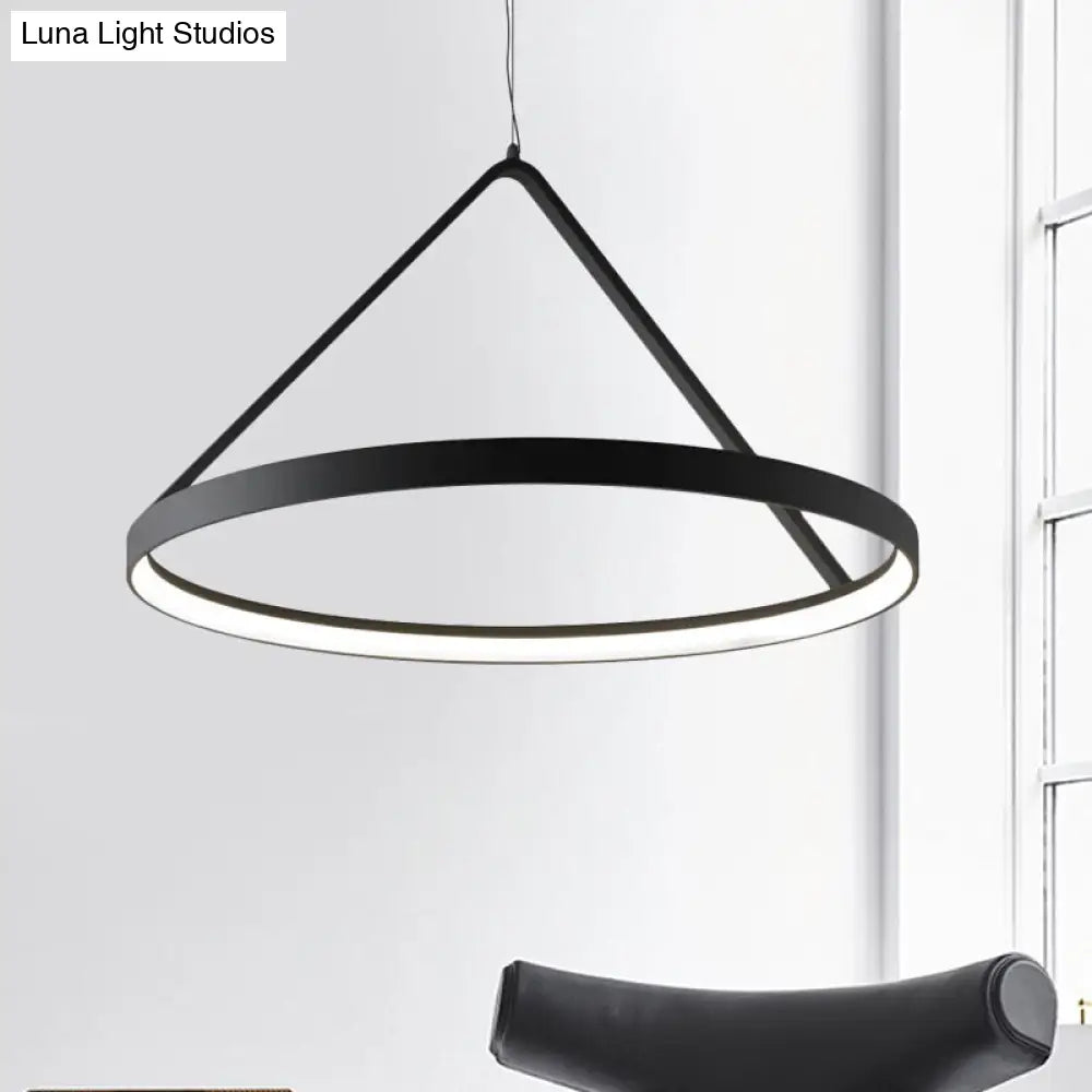 Minimalist Round Acrylic Pendant Light With Led - 3 Sizes And Black/White Color Options Black / 16