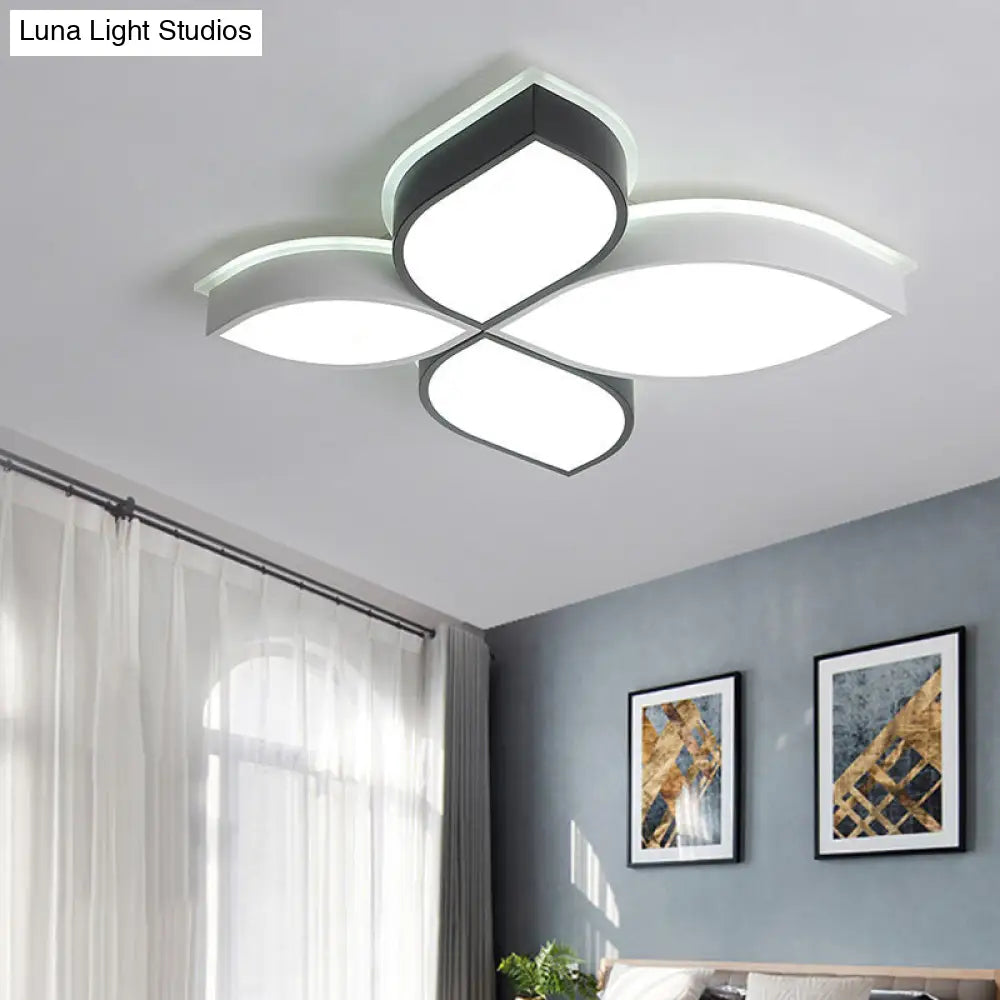 Minimalist Acrylic Shaded Led Flush Mount Ceiling Light 18/23.5 Wide Black And White Leaf Design