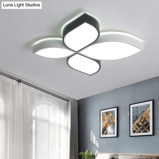 Minimalist Acrylic Shaded Led Flush Mount Ceiling Light 18/23.5 Wide Black And White Leaf Design