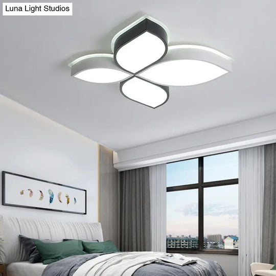 Minimalist Acrylic Shaded Led Flush Mount Ceiling Light 18/23.5 Wide Black And White Leaf Design