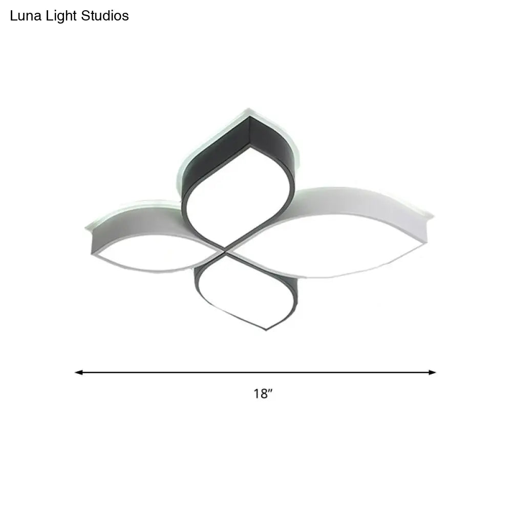 Minimalist Acrylic Shaded Led Flush Mount Ceiling Light – 18’/23.5’ Wide Black And White Leaf Design
