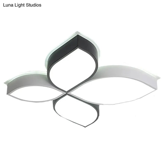 Minimalist Acrylic Shaded Led Flush Mount Ceiling Light – 18’/23.5’ Wide Black And White Leaf Design