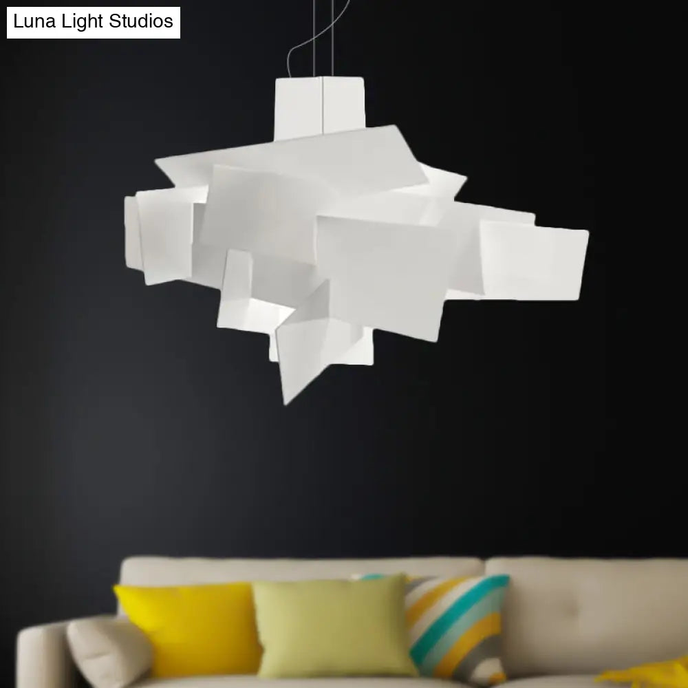 Minimalist Acrylic Single Light Pendant Lamp - Irregular Shape White Ceiling Fixture