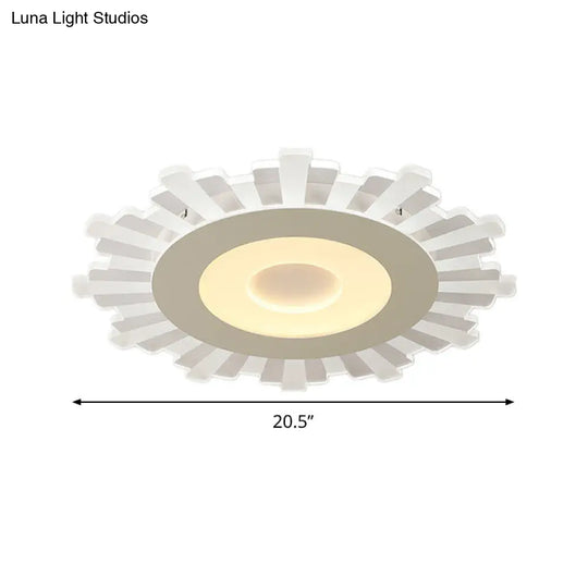 Minimalist Acrylic Sun Ceiling Light: Led Flush Mount 3 Light Options 16.5-24.5 Wide White Finish