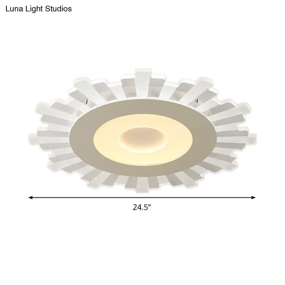 Minimalist Acrylic Sun Ceiling Light: Led Flush Mount 3 Light Options 16.5’ - 24.5’ Wide White