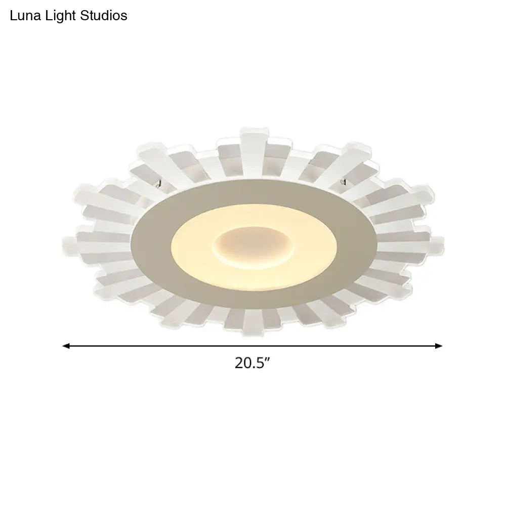 Minimalist Acrylic Sun Ceiling Light: Led Flush Mount 3 Light Options 16.5’ - 24.5’ Wide White