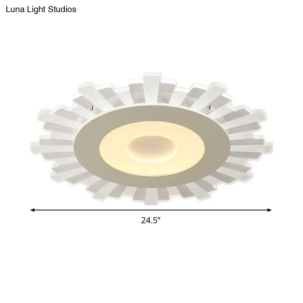 Minimalist Acrylic Sun Ceiling Light: Led Flush Mount 3 Light Options 16.5-24.5 Wide White Finish