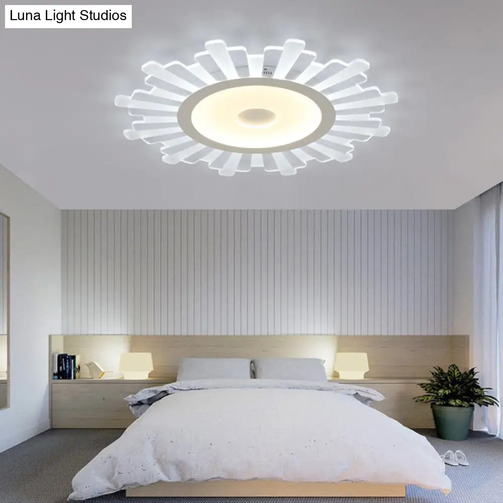 Minimalist Acrylic Sun Ceiling Light: Led Flush Mount 3 Light Options 16.5-24.5 Wide White Finish /