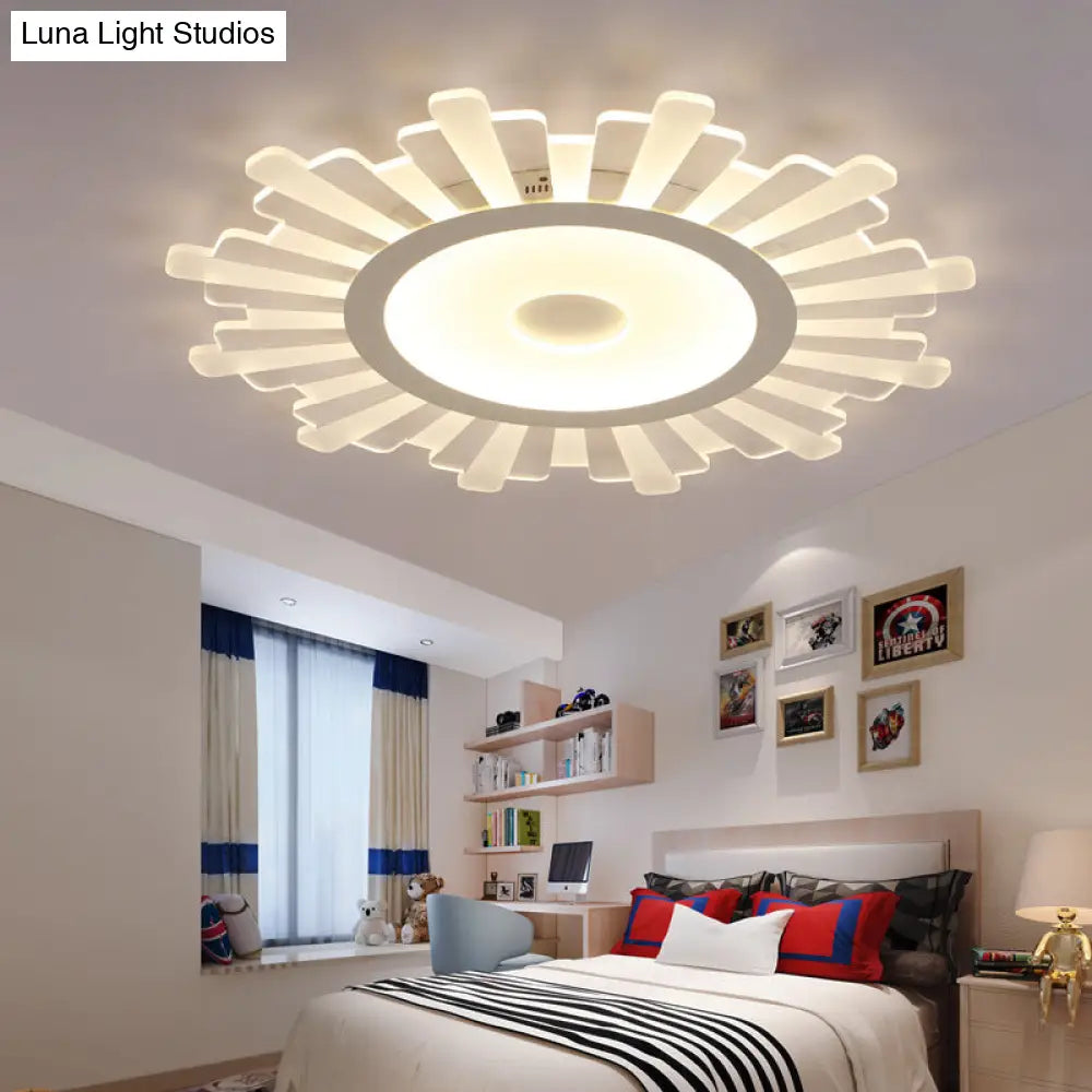 Minimalist Acrylic Sun Ceiling Light: Led Flush Mount 3 Light Options 16.5-24.5 Wide White Finish /