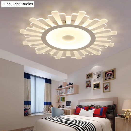 Minimalist Acrylic Sun Ceiling Light: Led Flush Mount 3 Light Options 16.5-24.5 Wide White Finish /