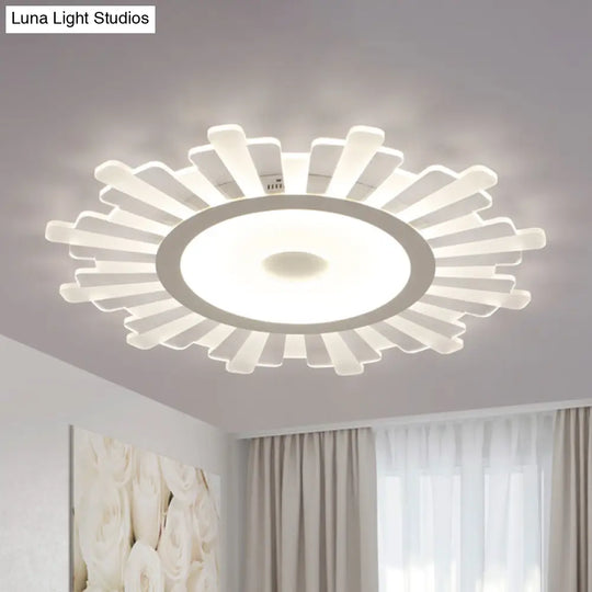 Minimalist Acrylic Sun Ceiling Light: Led Flush Mount 3 Light Options 16.5-24.5 Wide White Finish /