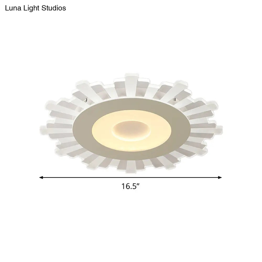 Minimalist Acrylic Sun Ceiling Light: Led Flush Mount 3 Light Options 16.5’ - 24.5’ Wide White