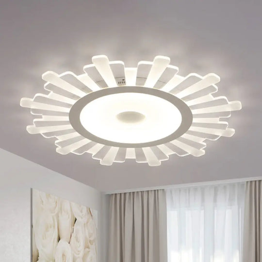 Minimalist Acrylic Sun Ceiling Light: Led Flush Mount 3 Light Options 16.5’ - 24.5’ Wide White