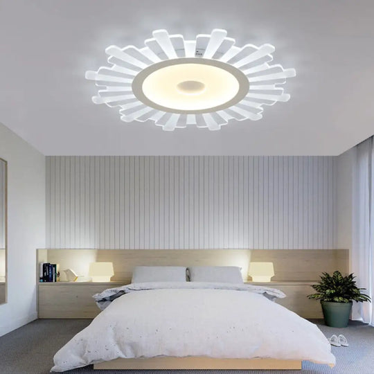 Minimalist Acrylic Sun Ceiling Light: Led Flush Mount 3 Light Options 16.5’ - 24.5’ Wide White