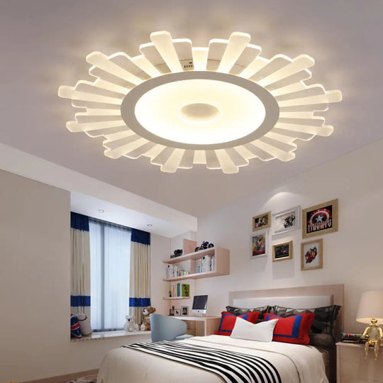 Minimalist Acrylic Sun Ceiling Light: Led Flush Mount 3 Light Options 16.5’ - 24.5’ Wide White