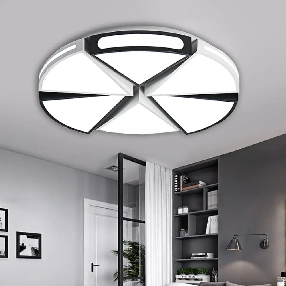 Minimalist Acrylic Triangle Flush Light With Warm/White Led Black / 16’ White