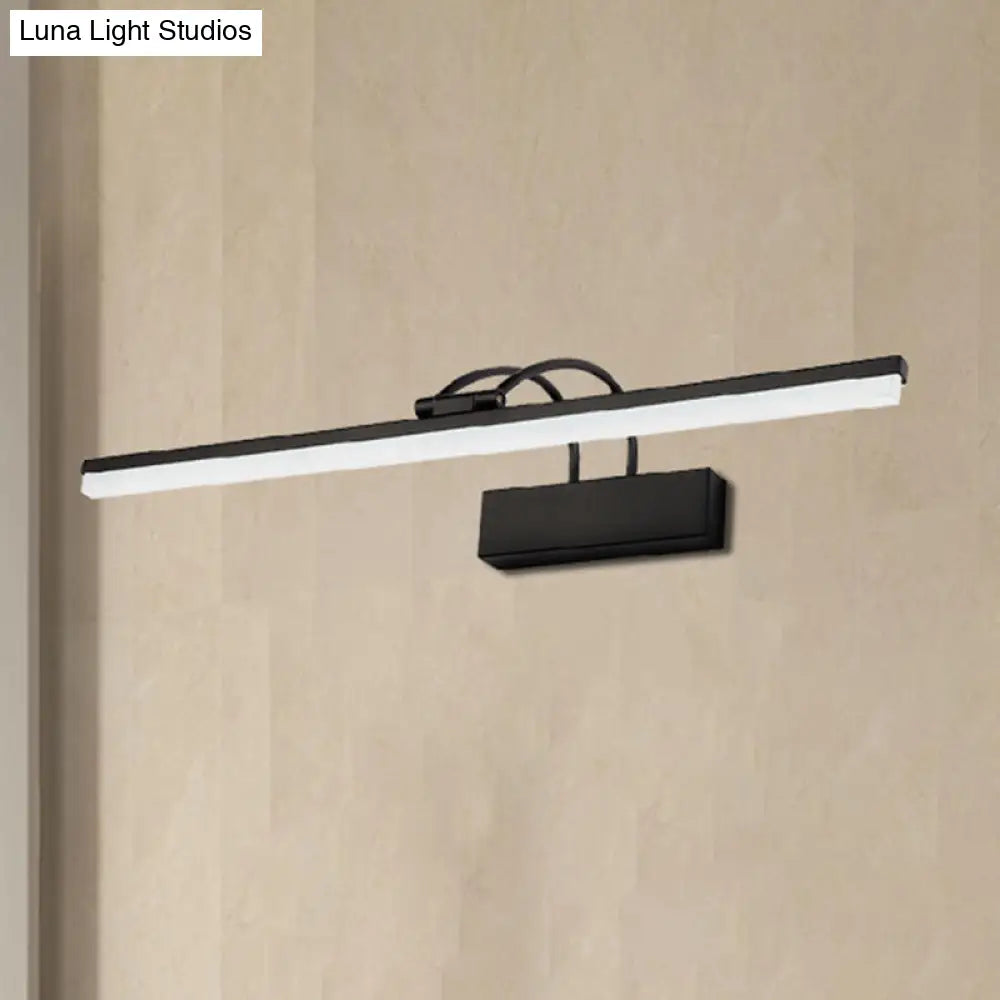 Minimalist Acrylic Vanity Lighting Fixture - 16/20 Modern Led Wall Mount Light In Black For Bathroom