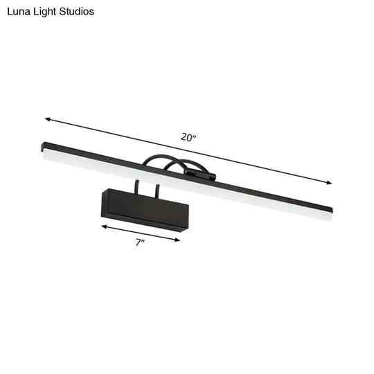 Minimalist Acrylic Vanity Lighting Fixture - 16/20 Modern Led Wall Mount Light In Black For Bathroom