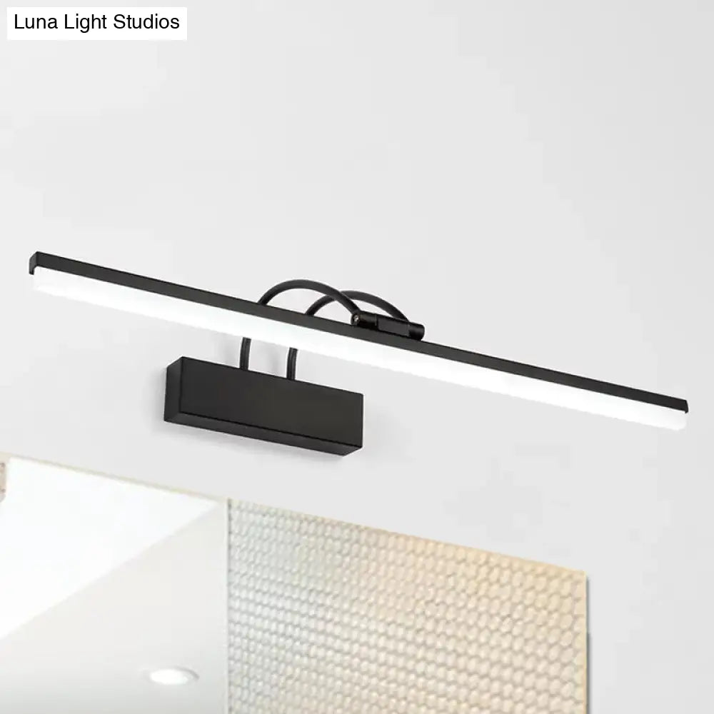 Minimalist Acrylic Vanity Lighting Fixture - 16/20 Modern Led Wall Mount Light In Black For Bathroom