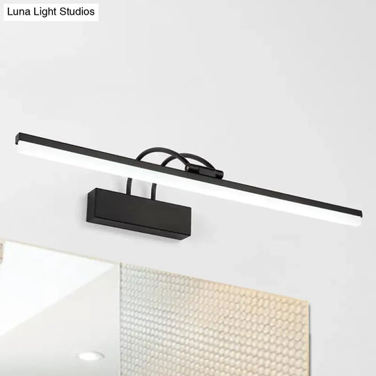 Minimalist Acrylic Vanity Lighting Fixture - 16/20 Modern Led Wall Mount Light In Black For Bathroom